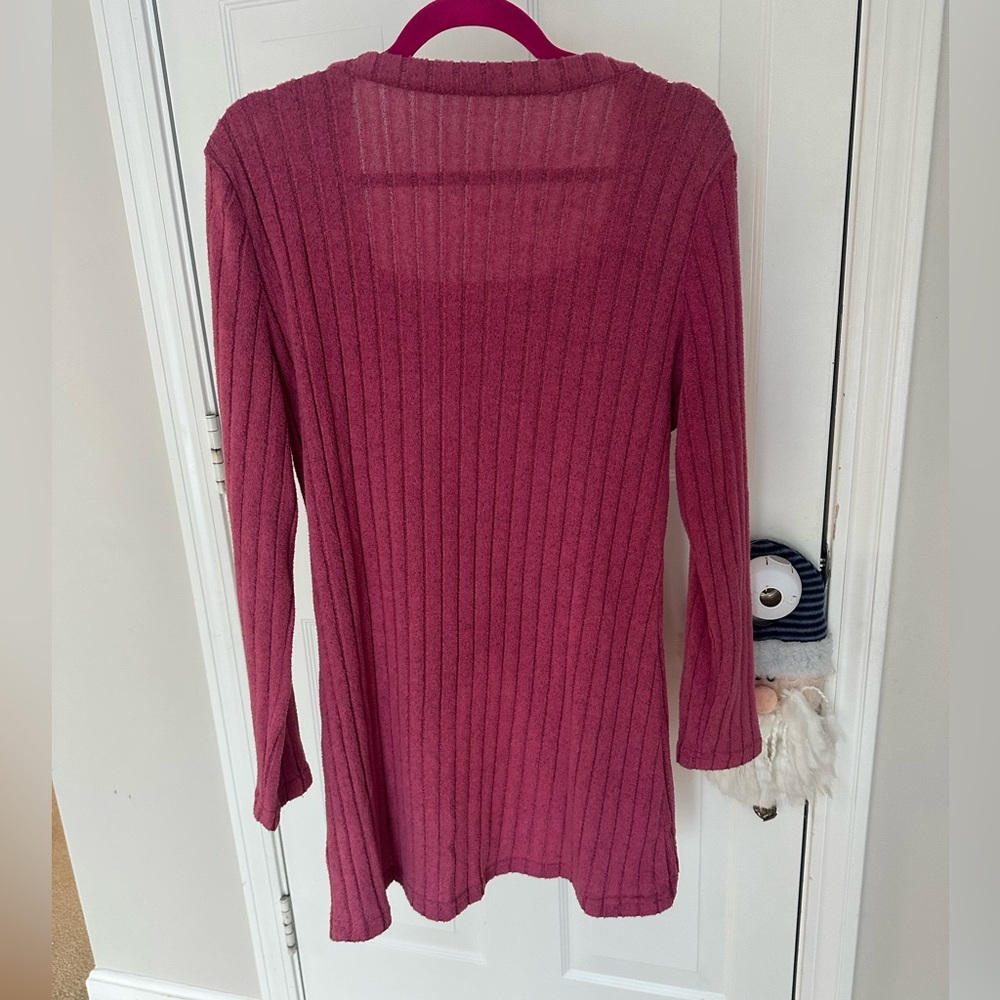 Women's Ribbed Button-Detail Sweater - Pink - Picture 2 of 5